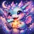 Vibrant geometric avatar of a stylized cat with colorful abstract shapes and patterns.